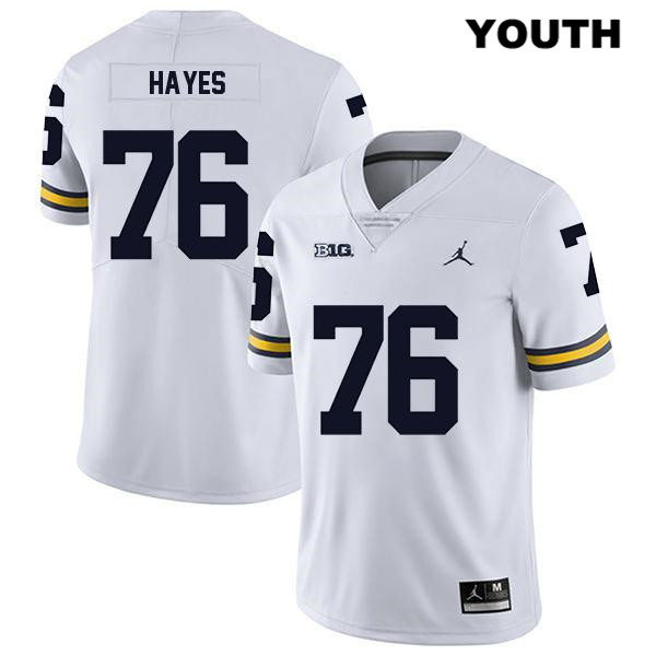 Youth NCAA Michigan Wolverines Ryan Hayes #76 White Jordan Brand Authentic Stitched Legend Football College Jersey ZK25H60QE